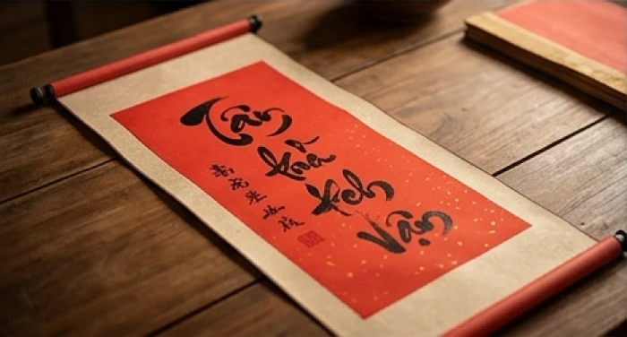 Tờ bài vị cúng sao giải hạn màu đỏ được viết chữ Hán Việt cẩn thận