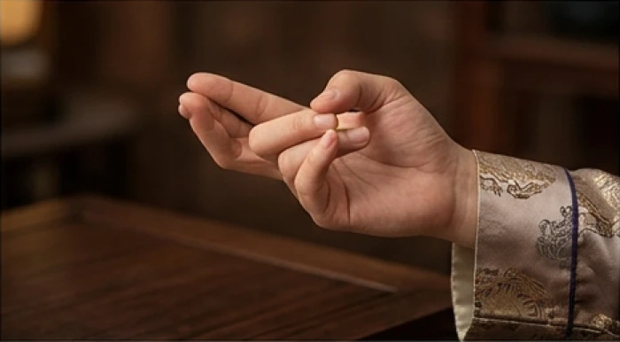 Bàn tay đang bấm các đốt ngón trỏ và ngón giữa để nhẩm tính hệ số địa chi trong phương pháp phong thủy truyền thống