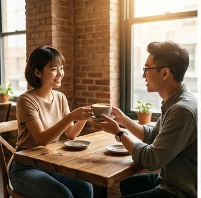Hai người bạn đang chân thành chia sẻ và hỗ trợ nhau trong cuộc sống