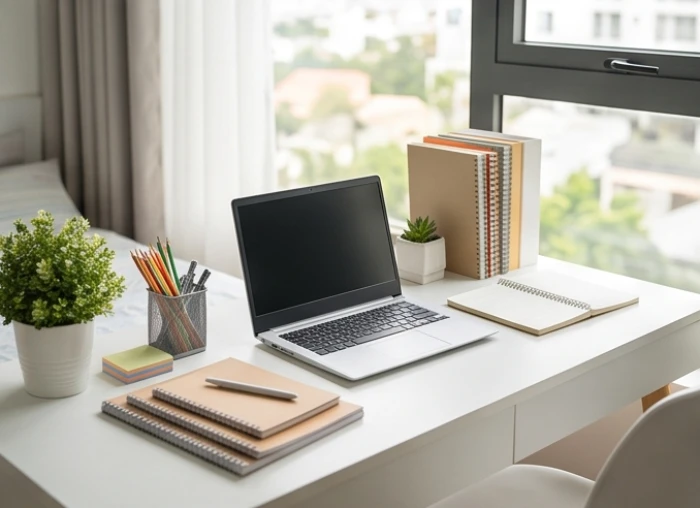 Góc học tập yên tĩnh bên cửa sổ quay về hướng Bắc giúp người tuổi Ất Dậu tập trung trí tuệ