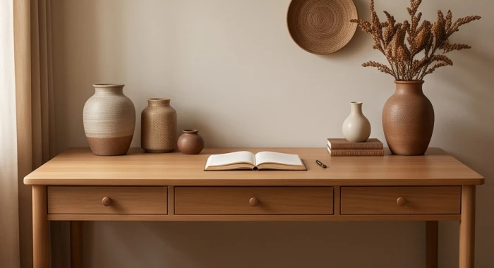 Góc làm việc tĩnh tại với các vật dụng bằng gốm sứ phù hợp cho nam mạng cung Cấn