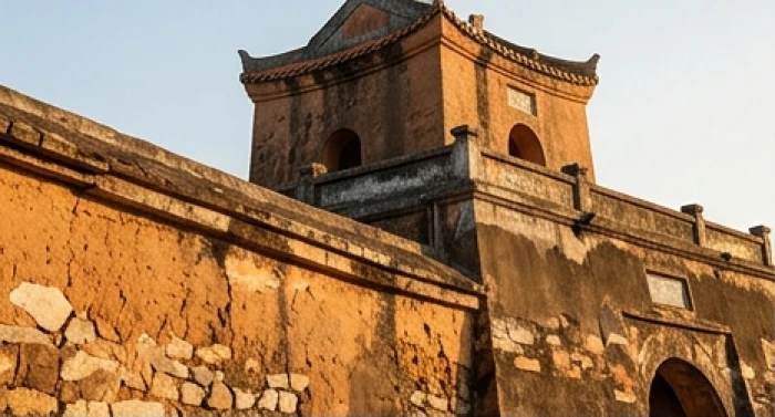 Bức tường thành bằng đất nung vững chãi tượng trưng cho nạp âm Thành Đầu Thổ của tuổi Mậu Dần 1998