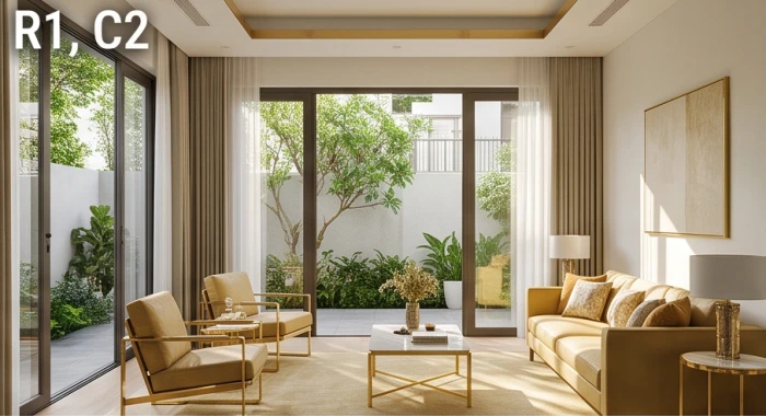 Phòng khách tràn ngập ánh nắng của ngôi nhà xây theo hướng sinh khí dành cho tuổi quý dậu