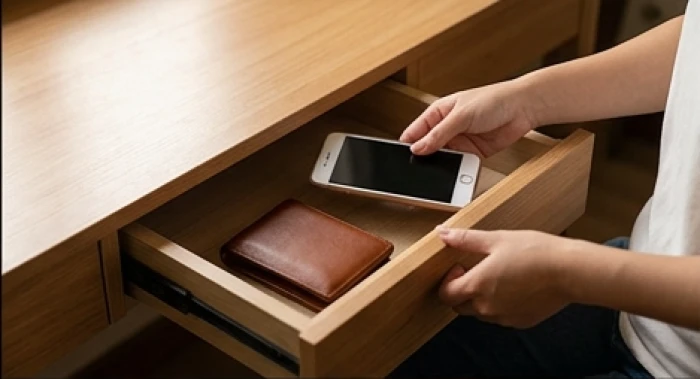 Thanh niên cất giữ cẩn thận tiền bạc và giấy tờ bảo hành vào ngăn kéo có khóa