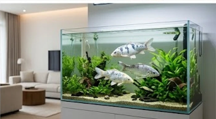 Bể cá cảnh với những chú cá Koi bơi lội tung tăng trong dòng nước sạch sẽ giúp kích hoạt luồng Thủy khí mát lành