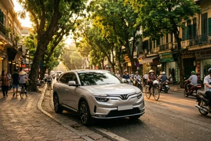 Chiếc ô tô hiện đại nổi bật với biển số xe hợp tuổi tý trên đường phố rực rỡ tại Việt Nam