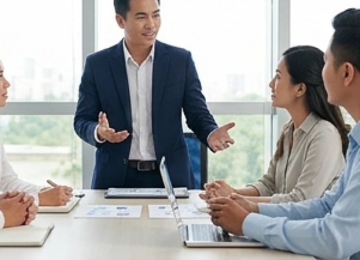 Người tuổi bính dần 1986 thảo luận cởi mở và lắng nghe ý kiến đóng góp của đồng nghiệp trong cuộc họp