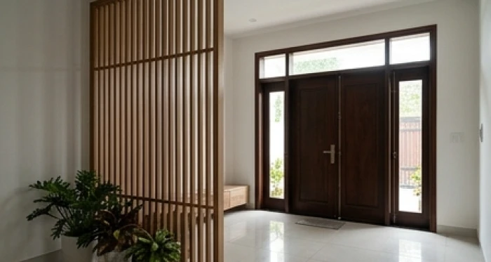 Bình phong gỗ đặt sau cửa chính chắn luồng khí xấu từ hướng tây nam cho nam mạng nhâm tý