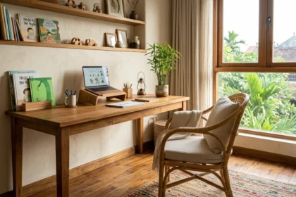 Không gian phòng học hiện đại được bố trí chuẩn phong thủy giúp giải đáp bính thân 2016 hợp hướng nào cho bé