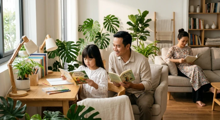 Hình ảnh minh họa cách xem bính thân 2016 hợp tuổi nào để bố trí không gian học tập và gắn kết gia đình