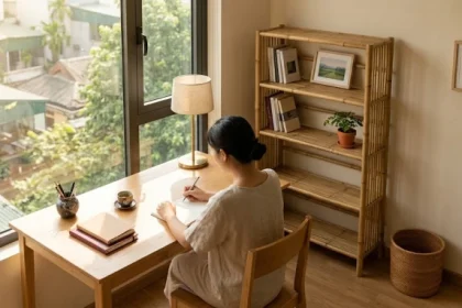Góc học tập mang đậm nét văn hóa Việt được bài trí chuẩn phong thủy giải đáp bính thân 2016 mệnh gì