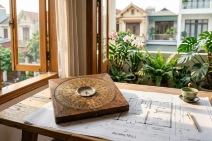 Bản vẽ phong thủy la bàn xác định tuổi bính tý 1996 hợp hướng nào để bố trí nhà cửa đón tài lộc