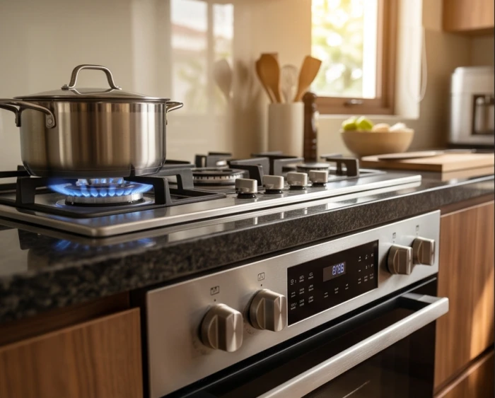 Mặt trước bếp nấu hướng về phương vị tốt giúp gia chủ tiêu trừ hung khí và thu hút nguồn năng lượng tích cực