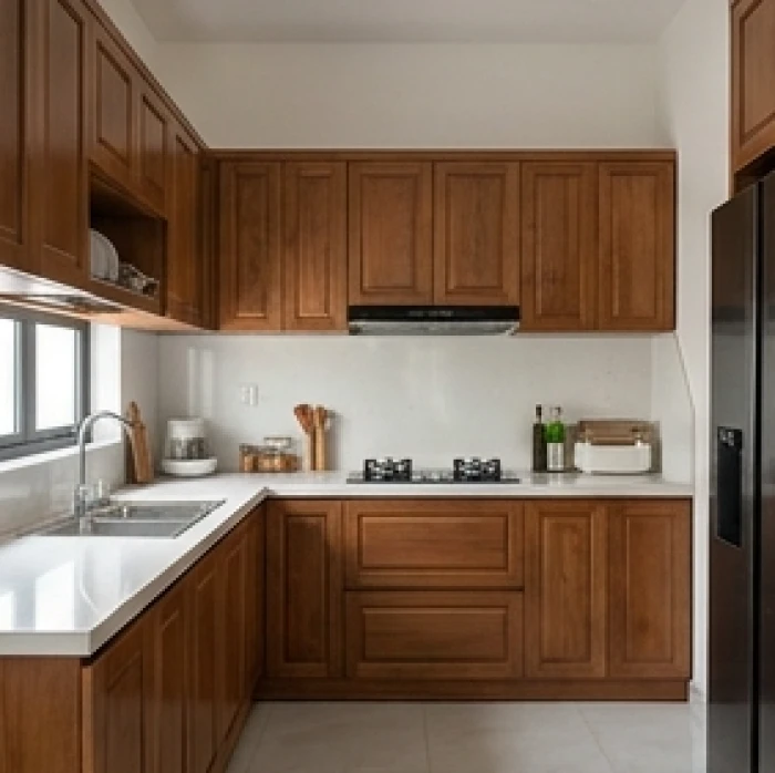 Gian bếp ngăn nắp với hướng bếp quay về cung Sinh Khí giúp tiêu trừ khí xấu và đón luồng cát lành
