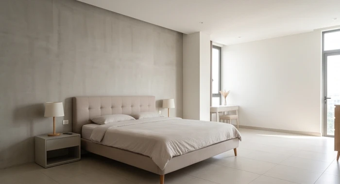 Phòng ngủ chung cư gọn gàng kê chân giường hướng về phương vị cát lành đón luồng sinh khí tự nhiên