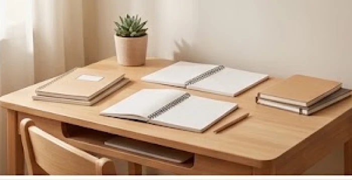 Góc học tập sáng sủa với bàn ghế gỗ tự nhiên dành riêng cho trẻ em mệnh Sa Trung Kim