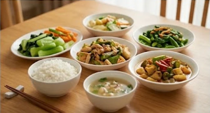 Bữa cơm gia đình ấm cúng và giàu dinh dưỡng giúp con bồi bổ thể lực trong năm ôn thi