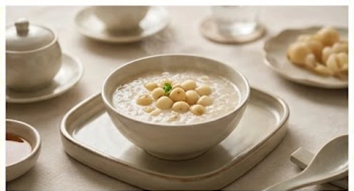 Bát cháo sen hầm nhừ bốc khói nghi ngút được chuẩn bị cẩn thận để bảo vệ hệ tiêu hóa yếu của người cao tuổi
