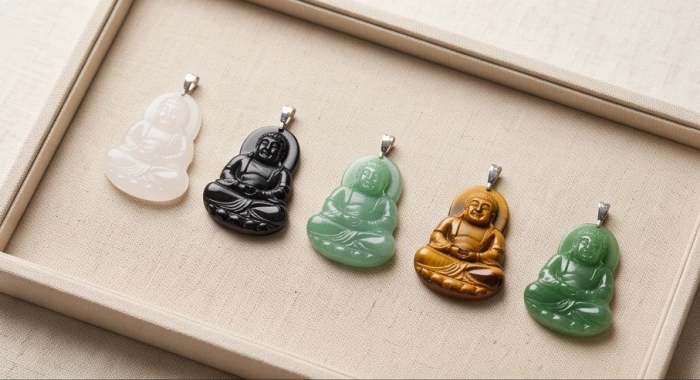 Bộ sưu tập mặt phật a di đà với nhiều màu sắc đá tự nhiên tương sinh theo từng bản mệnh ngũ hành