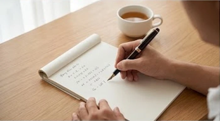 Sổ tay ghi chép công thức tính toán cung phi nam nữ kèm theo một chiếc bút mực và bảng hệ số phong thủy