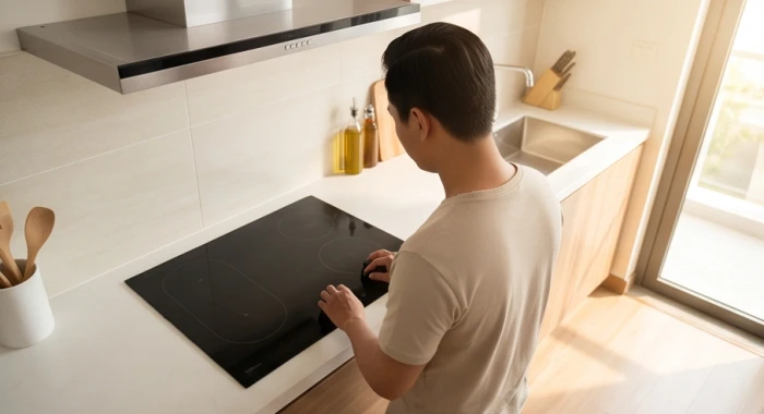 Người nội trợ đứng thao tác nấu nướng giúp xác định hướng lưng chính là hướng bếp chuẩn xác