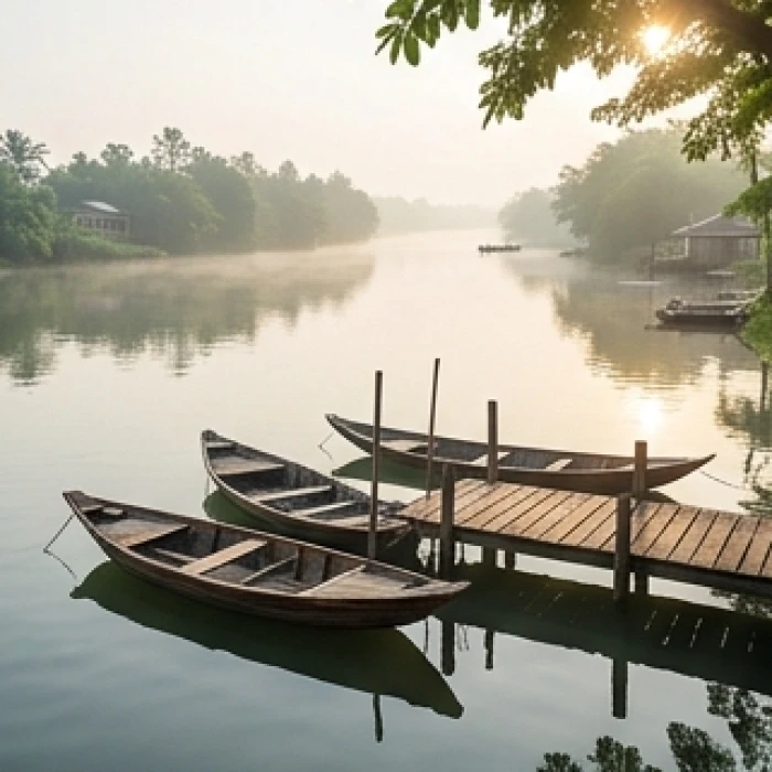 Khung cảnh bến tàu thuyền êm đềm nhắc nhở nam mạng Tân Sửu cẩn trọng khi di chuyển đường thủy