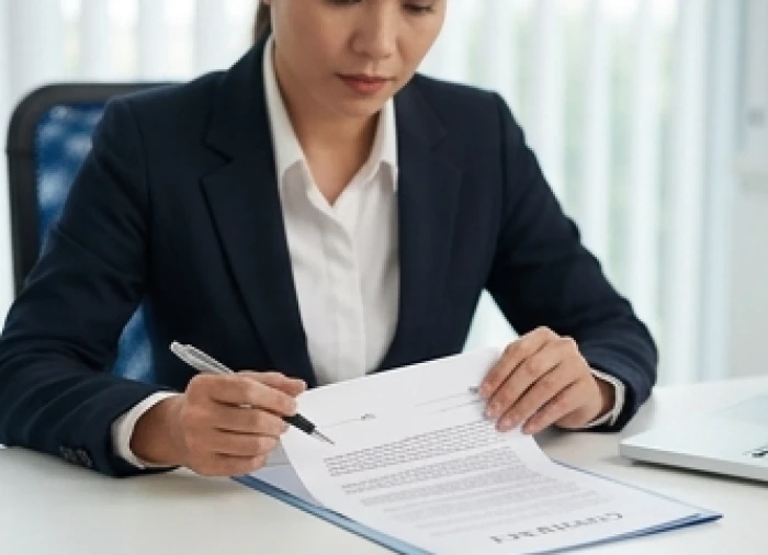Nữ doanh nhân tuổi Kỷ Tỵ cẩn thận thẩm định từng điều khoản hợp đồng pháp lý trước khi ký