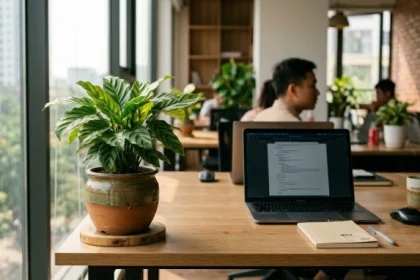 Chậu cây để bàn hợp tuổi thân xanh tốt đặt góc trái bàn làm việc văn phòng
