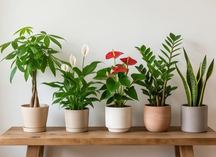 Bộ sưu tập năm chậu cây phong thủy đại diện cho năm nạp âm ngũ hành của người tuổi dần
