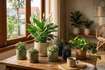 Chậu sen đá và lan ý xanh mát, những loại cây trồng trong nhà hợp tuổi dậu bày trí chuẩn phong thủy