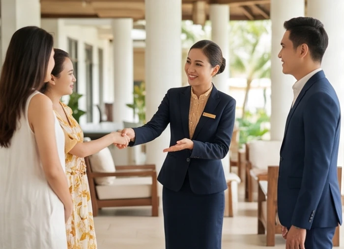 Chậu cây Tùng La Hán thủy sinh đặt gọn gàng trên bàn làm việc hỗ trợ sinh khí
