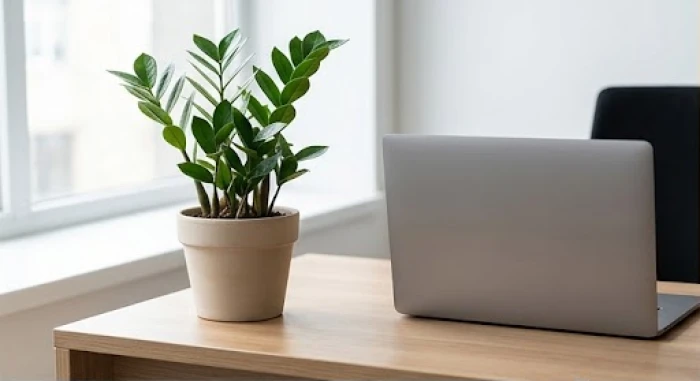 Chậu cây kim tiền đặt trên bàn làm việc giúp hóa giải sát khí xung khắc bản mệnh