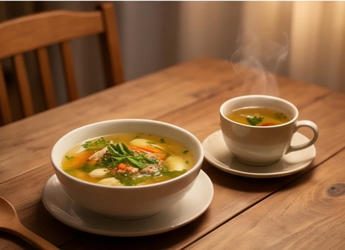 Bữa tối thanh đạm cùng tách trà ấm được chuẩn bị sớm trước giờ đi ngủ giúp người tuổi mậu dần bảo vệ hệ tiêu hóa
