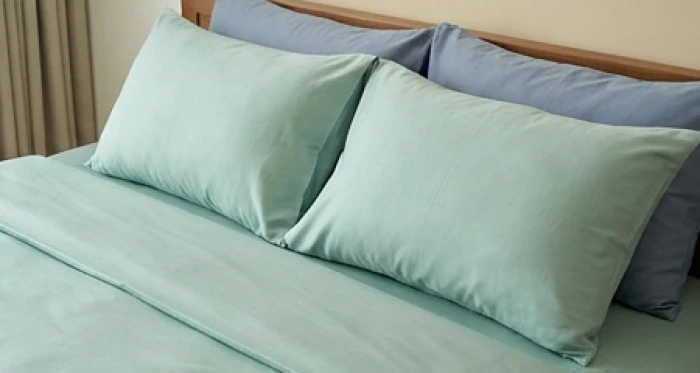 Chăn ga lụa tencel màu xanh mint mềm mại và thoáng mát hỗ trợ giấc ngủ cho người lớn tuổi