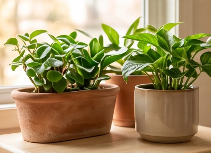 Chậu gốm sứ và đất nung tự nhiên duy trì độ ẩm lý tưởng cho bộ rễ cây sinh trưởng vững vàng