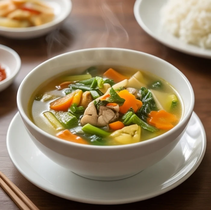 Bữa ăn thanh đạm bồi bổ sức khỏe cho người cao tuổi với món canh nóng hổi dễ tiêu hóa