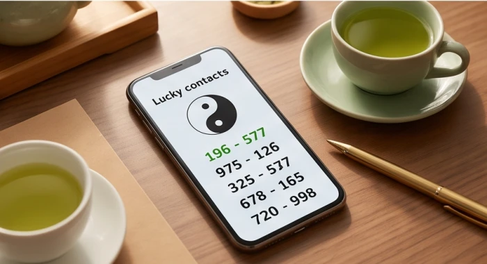 Màn hình điện thoại hiển thị bộ 4 số đuôi cát tường được lựa chọn kỹ lưỡng theo quy tắc cân bằng âm dương