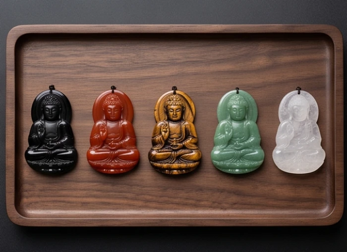 Bộ sưu tập mặt phật bản mệnh tuổi tuất với đủ năm màu đá ngũ hành ứng với từng năm sinh