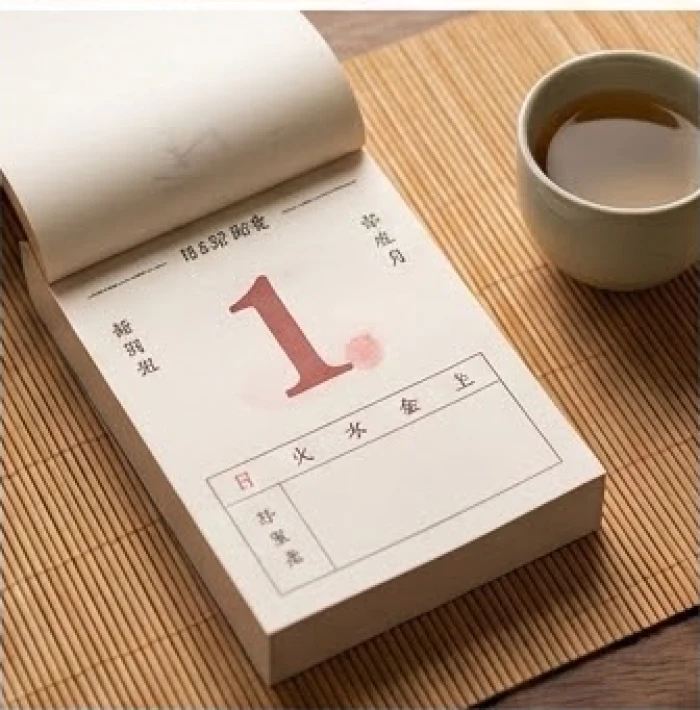 Tờ lịch ngày tháng năm được đánh dấu cẩn thận để chuẩn bị cho các sự kiện xuất hành và khai trương