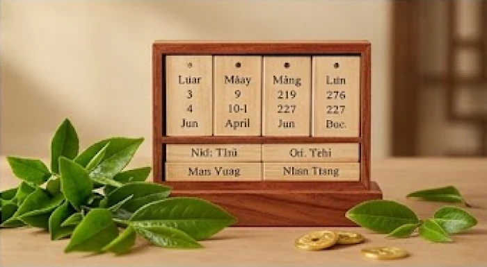 Lịch gỗ âm dương truyền thống đánh dấu các tháng vượng khí dùng làm cầu nối phong thủy