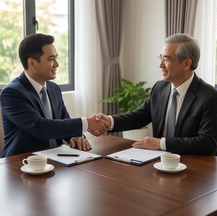 Buổi trao đổi hợp tác kinh doanh thuận lợi giữa các đối tác thuộc nhóm tuổi Tam Hợp Tỵ Dậu Sửu
