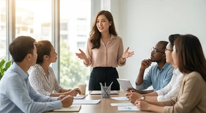 Chuyên viên quan hệ công chúng khéo léo đàm phán hợp tác trong buổi thảo luận tổ chức sự kiện