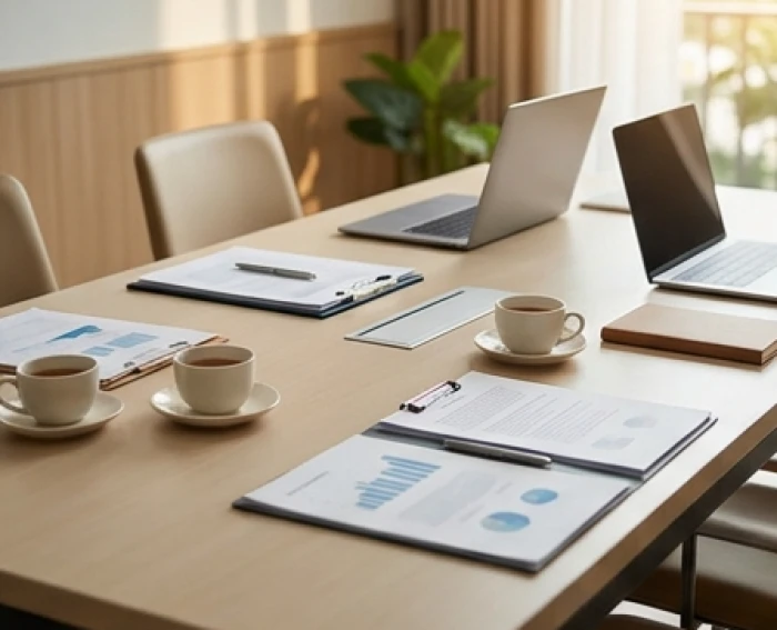 Cuộc thảo luận hợp đồng kinh doanh chuyên nghiệp trong văn phòng sáng sủa thúc đẩy sự nghiệp