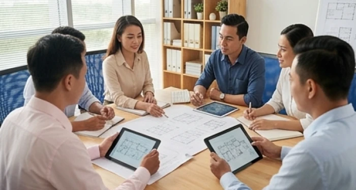 Người lao động tuổi Tuất tự tin trình bày kế hoạch kinh doanh thành công trong cuộc họp nhóm