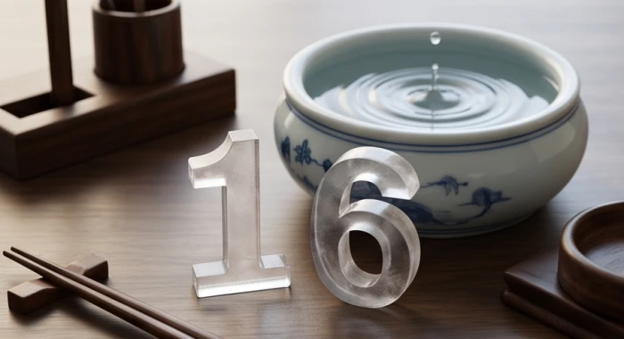 Mô hình biểu tượng số 1 và số 6 bằng pha lê thuộc hành Thủy giải thích tuổi tý hợp số nào tốt cho bản mệnh