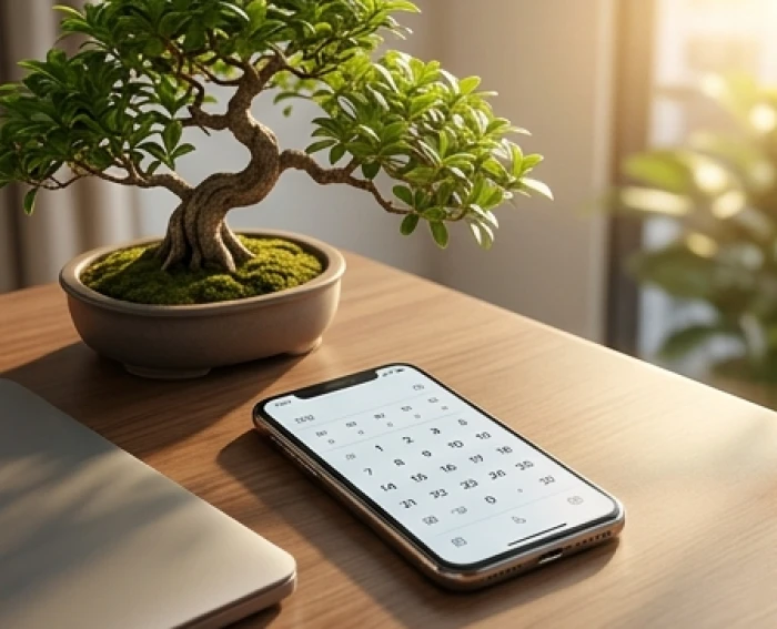 Góc làm việc hiện đại bên chậu cây xanh tươi tốt tượng trưng cho hành Mộc mang lại sự tương sinh cho tuổi Giáp Tuất
