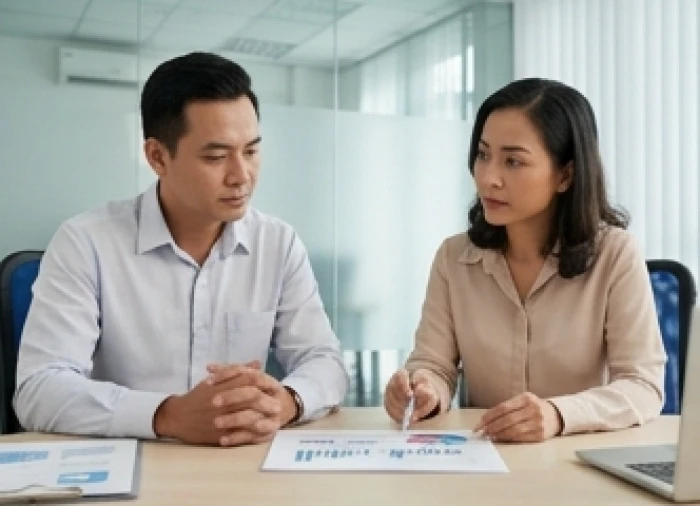 Cuộc thảo luận công việc căng thẳng giữa các đồng nghiệp tại văn phòng hiện đại