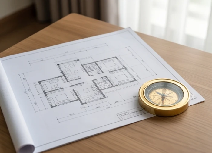 Mô hình không gian phòng khách hiện đại phân định rõ các hướng tốt của Đông Tứ Trạch cho gia chủ cung Chấn