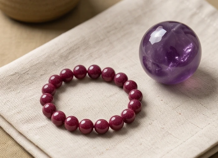 Chuỗi hạt đá ruby đỏ rực rỡ và thạch anh tím cao cấp dành cho người sinh năm tân sửu 1961