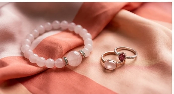 Vòng tay đá thạch anh hồng tự nhiên và đá ruby sang trọng đem lại may mắn tài lộc cho mệnh Thổ